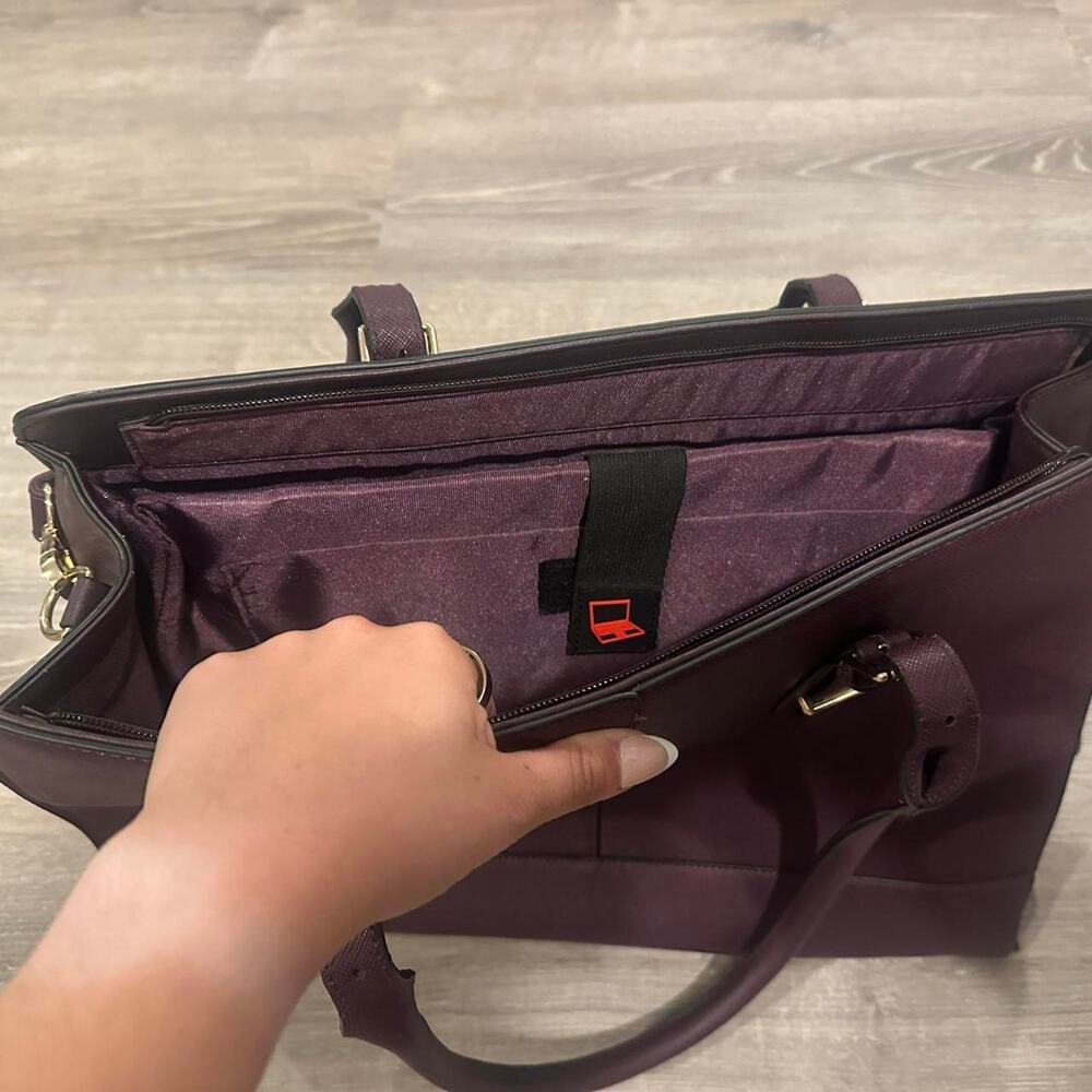 Purple leather tote bag - Picture 6 of 6